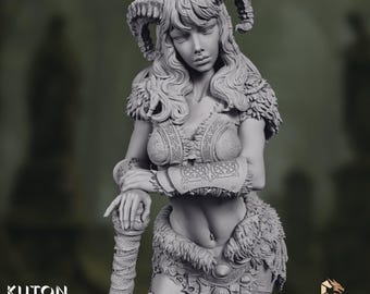 Female Viking Fighter Mini | Fur-Clad Berserker Model Kit | 1:10 Premium High Detail Resin | By Kuton Sculpts