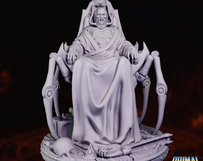 Dread Overlord Mini | Undead Lich Villain Miniature | Dark Sorcerer on Throne | By Primal Collectibles