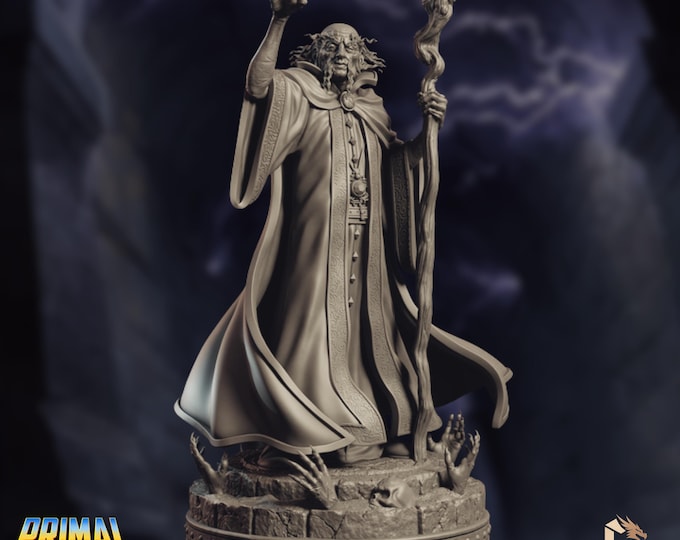 Dark Wizard Mini | Necromancer Miniature | Undead Summoner NPC | Primal Collectibles