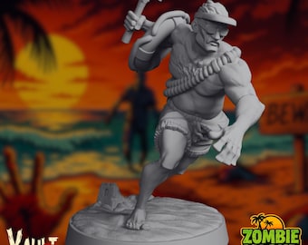 Tropical Post-Apocalyptic Survivor Mini | Lifeguard Miniature with Hammer | Zombie Apocalypse PC | By Vaultz