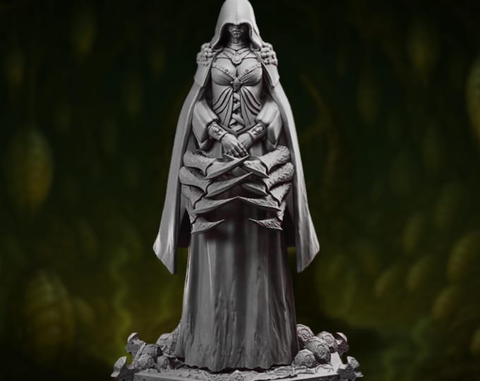Broodmother Queen of the Swarm Mini | Cloaked Cult Leader Priestess Miniature for Horror Adventures | By TPK Labs