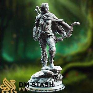 Female Elven Ranger Mini | Woodland Archer | Female Watch Miniature | by DM Stash