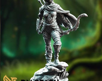Female Elven Ranger Mini | Woodland Archer | Female Watch Miniature | by DM Stash
