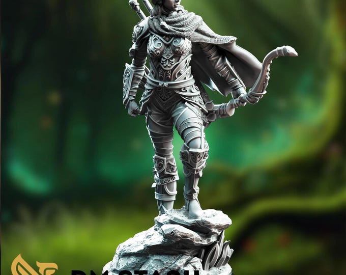 Female Elven Ranger Mini | Woodland Archer | Female Watch Miniature | by DM Stash