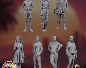 1980s Street Kids Miniatures Set | Retro Skater, Boombox, Civilian Figures (54mm Resin)