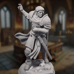 Miniature de combattant champion masculin | Chevalier vétéran ou héros paladin pour les jeux de rôle sur table | Par TPK Labs