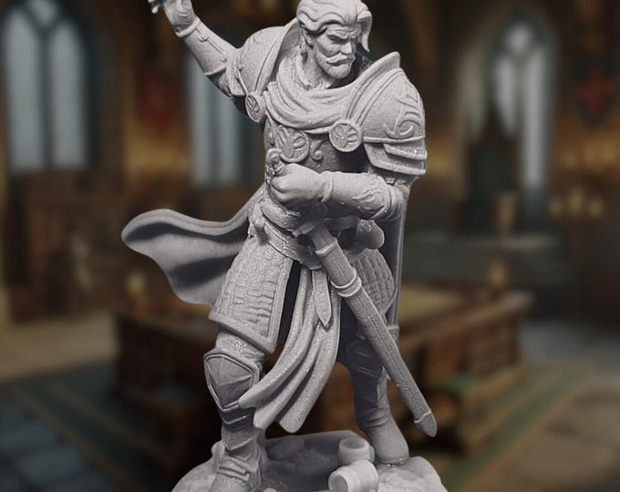 Male Champion Fighter Miniature | Veteran Knight or Paladin Hero for Tabletop RPGs | By TPK Labs