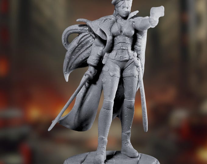 Post-Apocalyptic Female Gunslinger Mini | Cyberpunk Bounty Hunter | By Dungeons and Maidens
