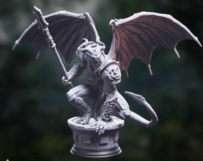 Gargoyle Miniature | Stone Guardian Miniature | Cathedral Sentinel or Animated Statue | By DM Stash