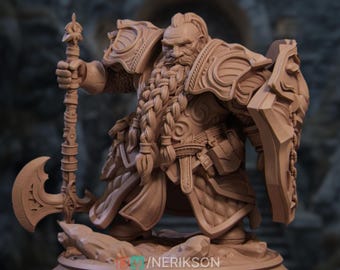 Dwarf Paladin Miniature: Dwarven Cleric/Fighter Model - Nerikson Design