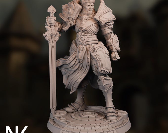 Paladin Commander Mini | Oath of Devotion Champion Miniature | Sword and Armor Display Model | By Nerikson