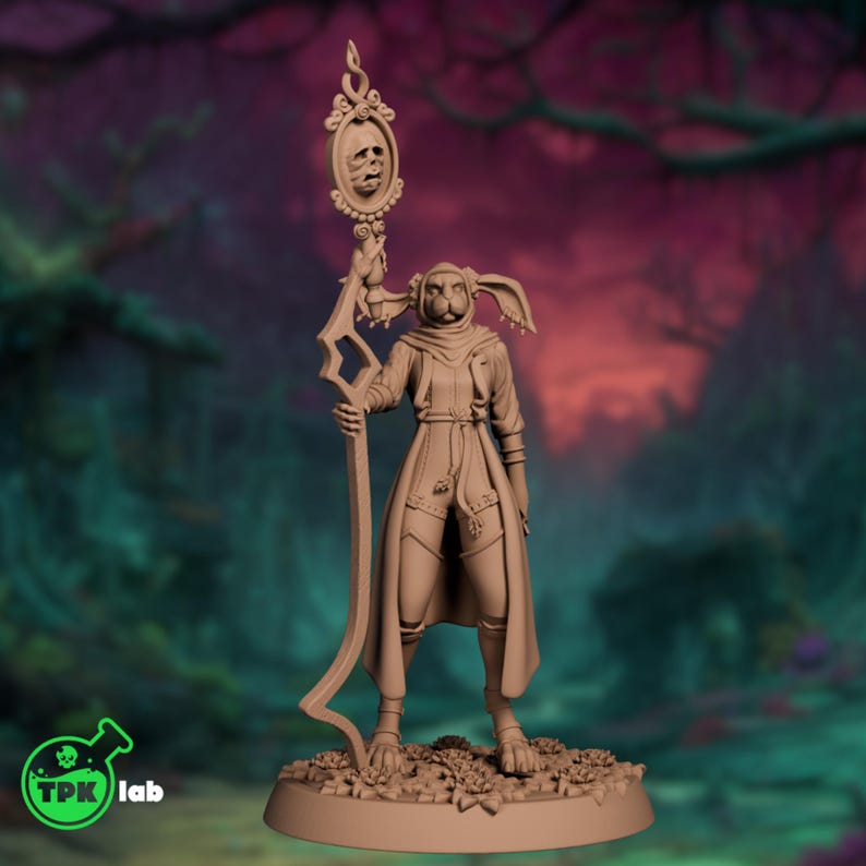 Fey Rabit Harengon Wizard Mini | Female Fey Rabbitfolk Sorcerer Miniature | TPK ...