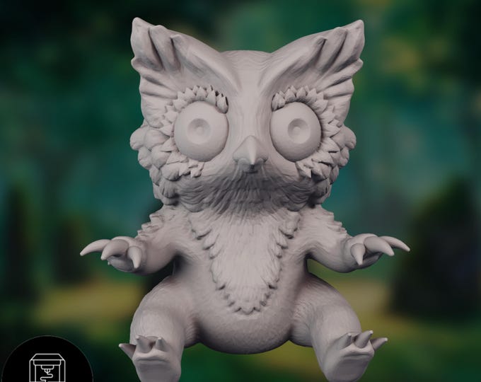 Baby Owl Monster Mini | Cute Owl Beast Cub Miniature | Adorable RPG Familiar | By Nafarrate Designs