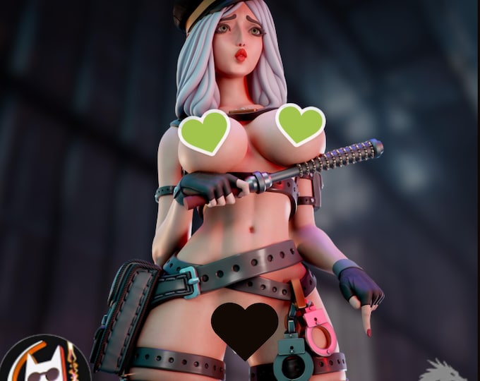 Female Police Pinup Miniature | NSFW Law Enforcement Mini | by Chagarin