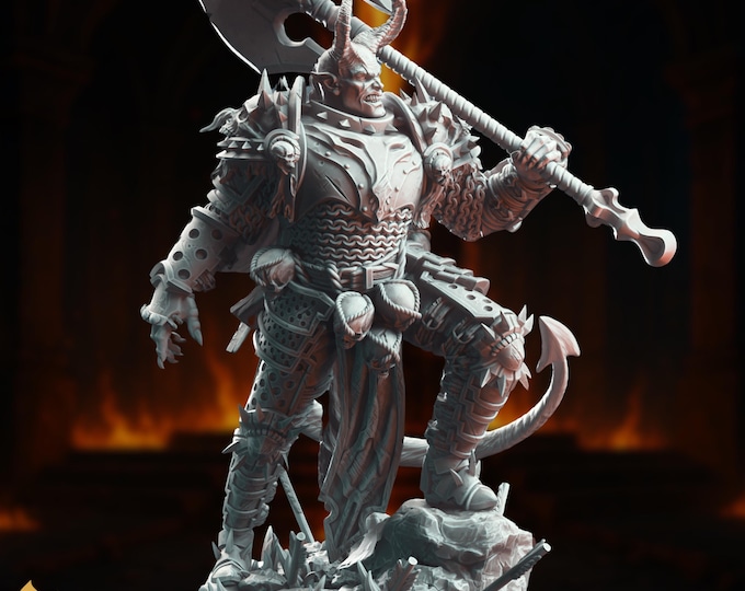 Tiefling Oathbreaker Paladin Mini | Demon Axe Champion Fighter Miniature | By DM Stash