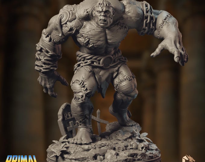 Flesh Golem Mini | Undead Horror Miniature | Stitched Monster with Chains | Graveyard Boss | Primal Collectibles