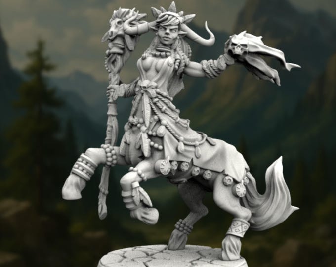 Female Wild Magic Centaur Mini | Necromancer Sorcerer or Druid Centaur For 5e Campaigns | By Claudio Casini