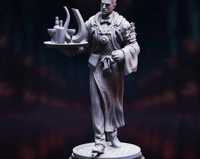 Blood Vintner Mini | Vampire Waiter Miniature | 32mm–75mm Gothic Resin Model | By DM Stash