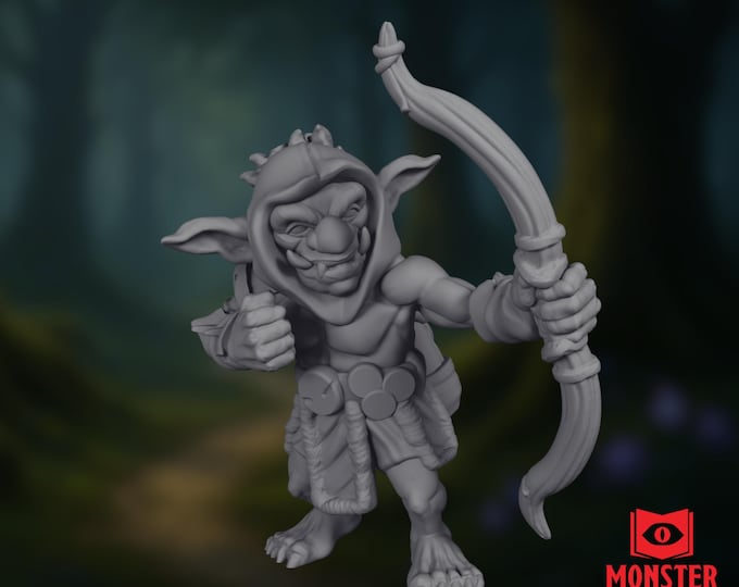 Forest Goblin Archer Mini | Goblin Ranger Miniature | Small Ambush Scout Monster | By Monster Atlas