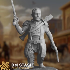 Halfling Gunslinger Mini | Steampunk Halfling with Pistols Miniature | By DM Stash