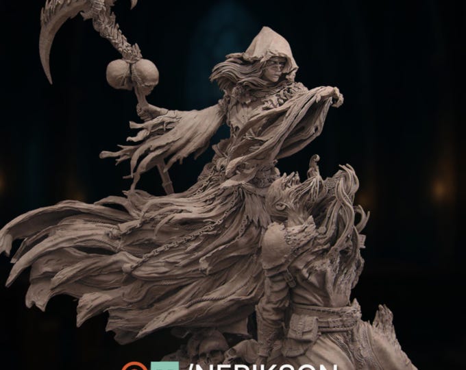 Hooded Grim Reaper Diorama | Reaping of Souls Model Kit | 140mm Premium Resin Display Scene | By Nerikson