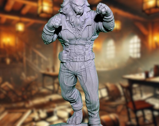 Leonin Brawler Mini for 5e – Lionfolk Fighter, Brawler, or Barbarian Character –  Miniature by DM Stash