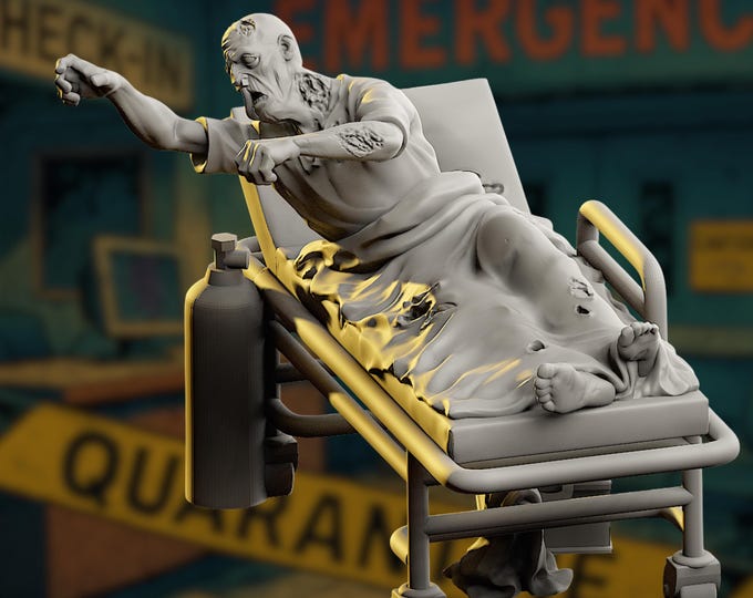 Hospital Stretcher Zombie Mini | Patient Zero Infected Quarantine Miniature | By Vaultz
