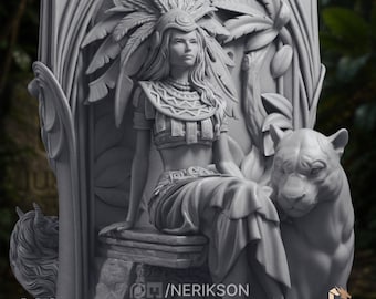 Tarot Strength Model Kit | Arcana VIII Warrior Queen Miniature | 75mm 140mm High Detail Resin Showcase | By Nerikson