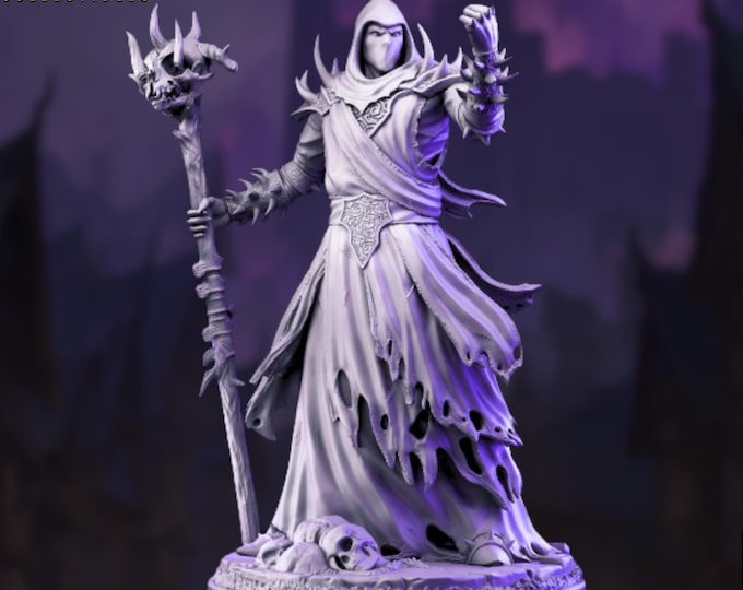 Fiend Pact Warlock Miniature: Necromancer Villain with Staff