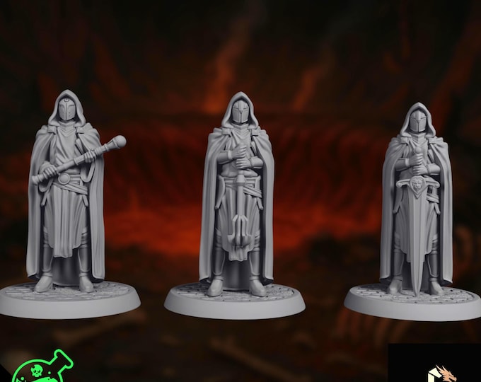 Acolyte Cultist Mini Set | Hooded Cleric Miniatures | Grave Domain Followers | TPK Labs