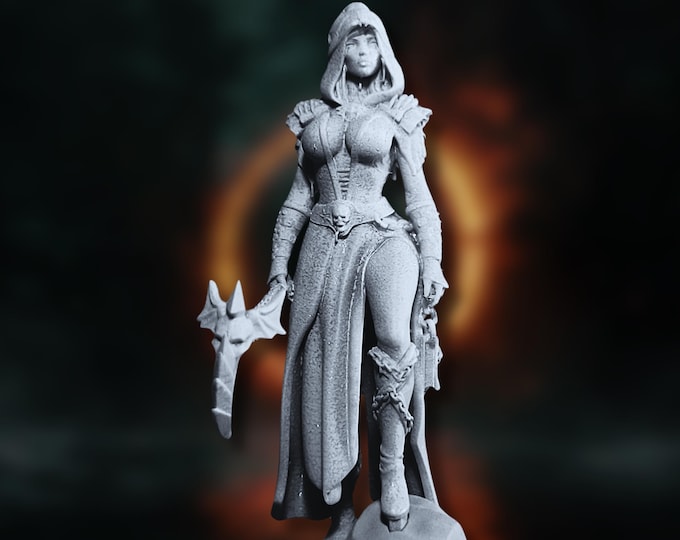Female Necromancer Mini | Death Domain Cleric Miniature | by 3Darts