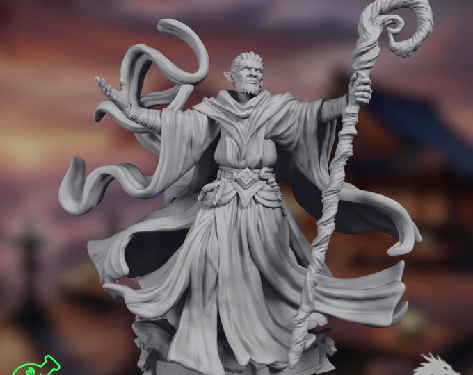 High Elf Evocation Wizard Miniature | High Level Abjuration Spellcaster | By TPK Labs