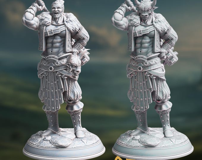 Masked & Unmasked Totem Barbarian Minis | Heavy Weapon Fighter Miniature | By DM Stash