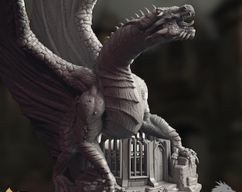 Gargantuan Golden Dragon Mini | Colossal Winged Dragon Boss | Massive Display Piece | By DM Stash