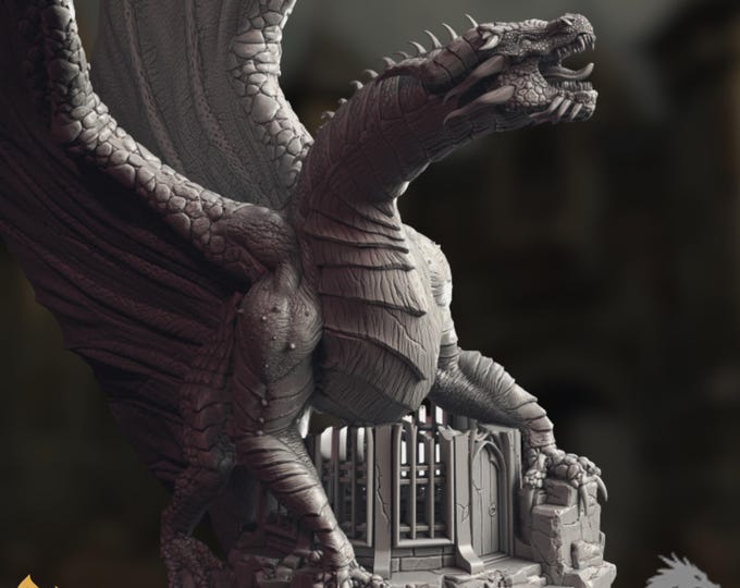 Gargantuan Golden Dragon Mini | Colossal Winged Dragon Boss | Massive Display Piece | By DM Stash