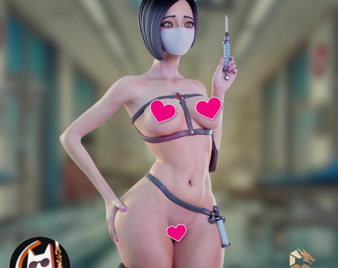NSFW Nurse Model Kit | Adult Pinup Nurse Figure | Medical Fantasy Display Statue | Chagarin