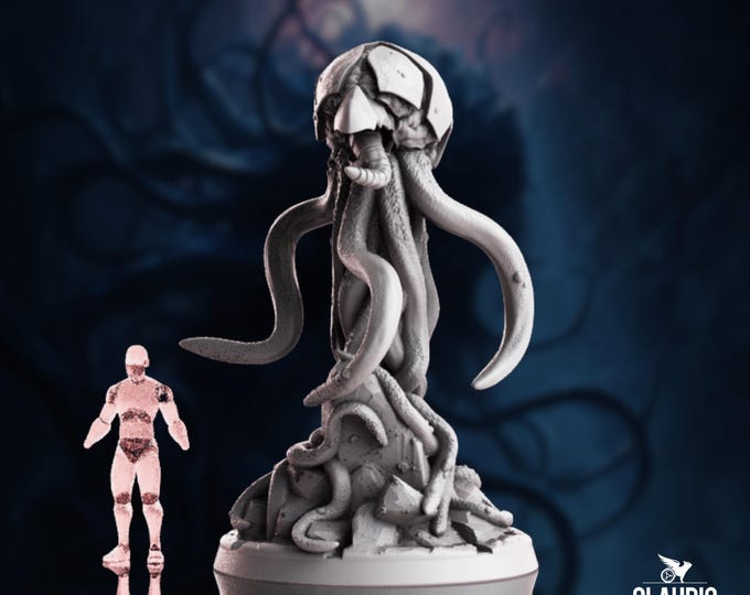Elder Brain Mini | Aberrant Horror Monster Miniature | Tentacled Psionic Villain Boss | By Claudio Casini