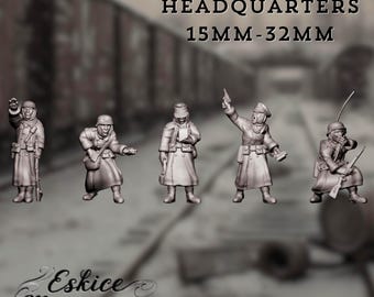 WWI German Soldiers Mini Set | Officers and Signal Corps for 15mm–32mm Scale for Historical Games or Dioramas | By Eskice Miniatures
