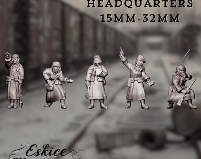 WWI German Soldiers Mini Set | Officers and Signal Corps for 15mm–32mm Scale for Historical Games or Dioramas | By Eskice Miniatures