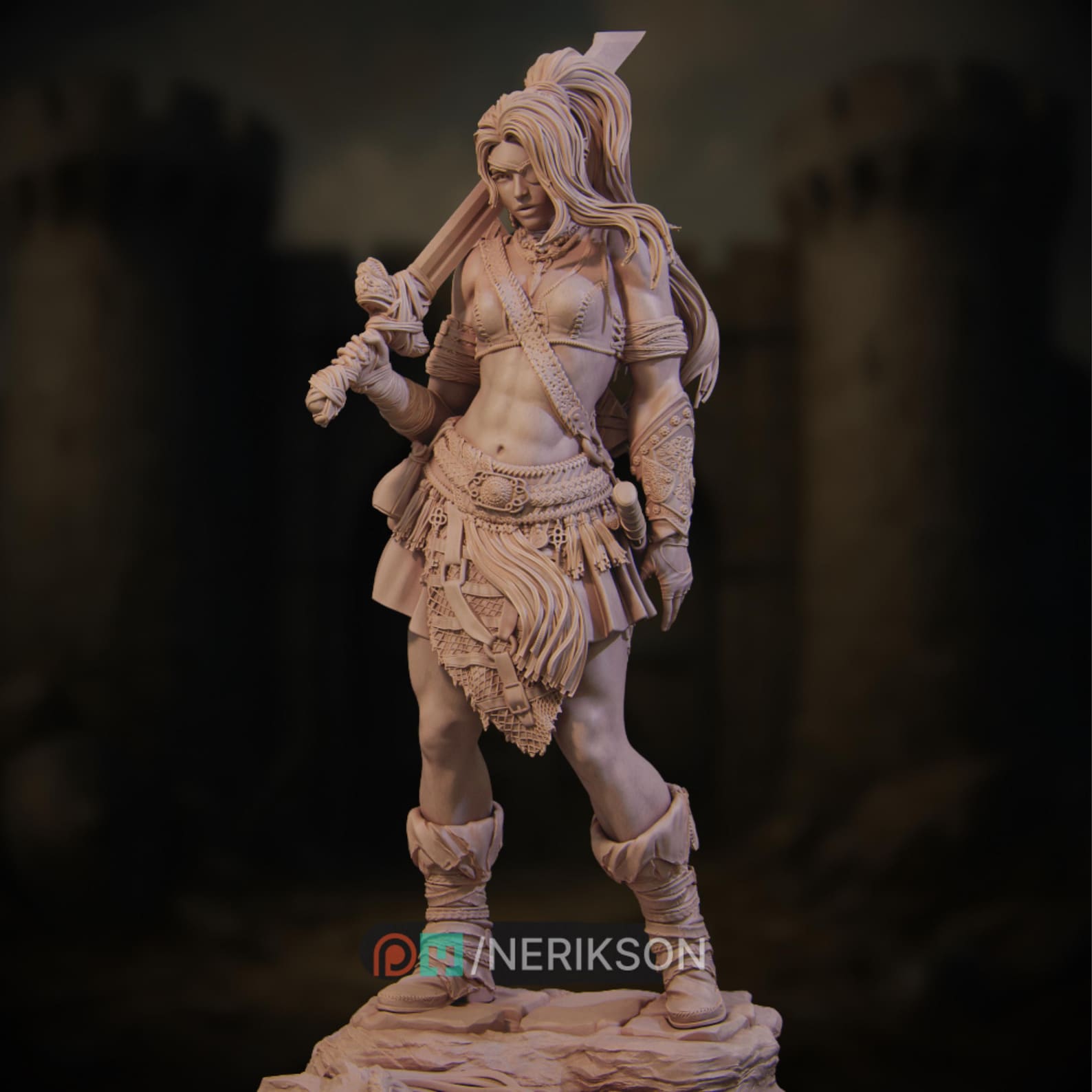 Giant Slayer Heroine Model Kit | Female Barbarian Warrior Triumphs Over ...