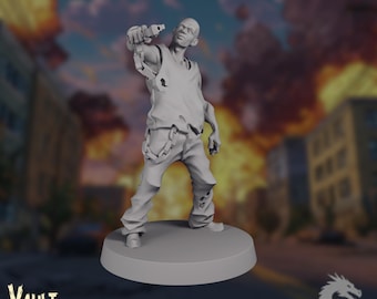 Escaped Convict Survivor Mini | Shackled Rebel with Pistol Miniature | Urban Outbreak Survivor | by VaultZ