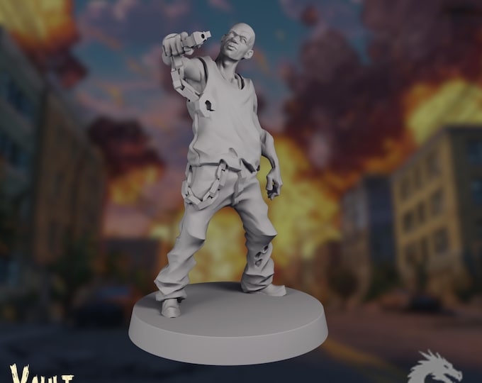 Escaped Convict Survivor Mini | Shackled Rebel with Pistol Miniature | Urban Outbreak Survivor | by VaultZ