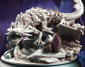 Lava Monster Elemental Salamander Mini | Mines Monster Protecting Hoard | Size Huge | By DM Stash