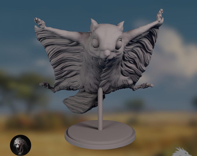 Flying Squirrel Sculpture Model | Paintable Wildlife Art | By Animal Den Miniatures