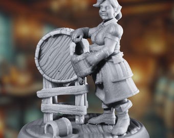 Dwarven Bartender  Mini | Tavern Keeper NPC  Miniature | by TPK Labs