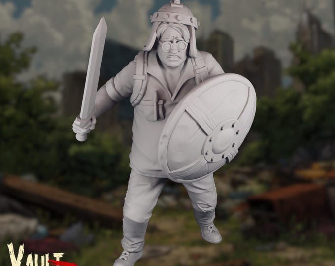 Improvised Survivor Mini | Everyman Hero Miniature | Zombie Apocalypse Civilian with Makeshift Armor | By VaultZ