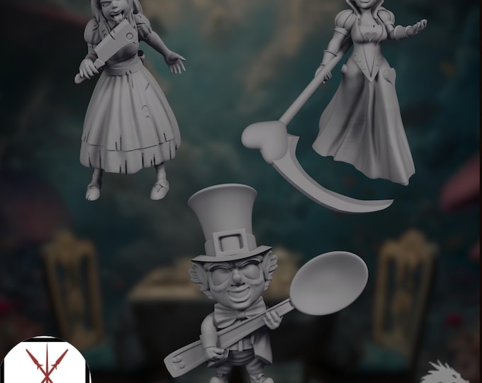 Twisted Alice Mini Set | Dark Fairy Tale Wonderland Characters | Storybook NPCs or Villains | Crosslances