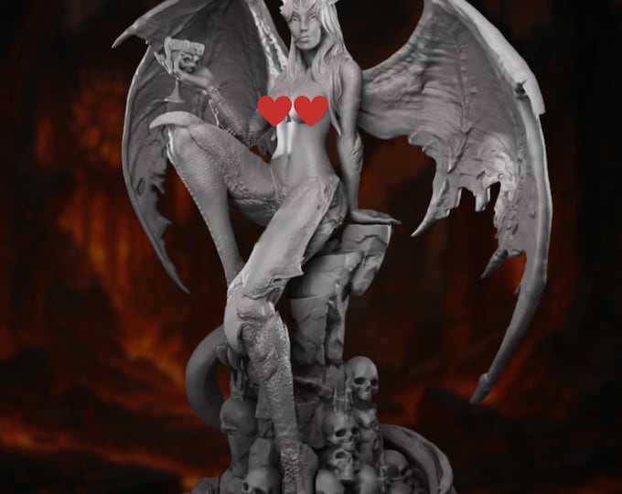 Demonic Seductress Miniature | Evadne the Winged Demon NSFW Model in 32mm to 75mm by Dungeons and Maidens