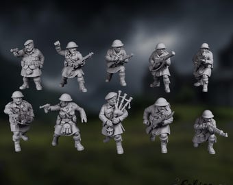 WWII Scottish Infantry | Black Watch Regiment Soldiers | Resin Miniature Set by Eskice