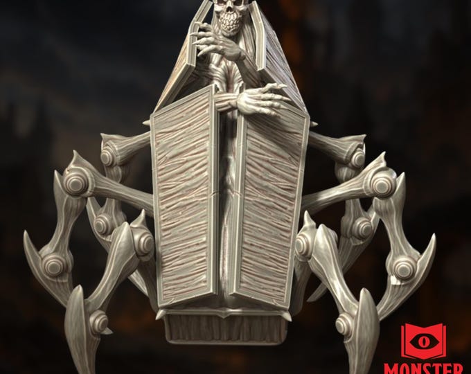 Animated Coffin Mini | Undead Horror Monster Miniature | Skeletal Crypt Guardian NPC | By Monster Atlas
